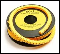 Маркер кабельный клипса с маркировкой бирка для кабеля RIPO жёлтый диаметр 7.4 мм цифра 4 арт. 006-900024