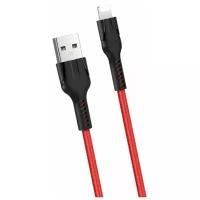 Кабель USB - Apple 8 pin HOCO U31 Benay, 1.0м, круглый, 2.4A, ткань, цвет красный