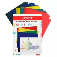 Бумага копировальная (копирка) А4, 50 листов, deVENTE, 5 цветов: красный, жёлтый, зеленый, синий, чёрный