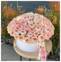 Букет Розы пионовидные Джульетта в коробке 101 шт, красивый букет цветов, шикарный, цветы премиум, роза, роз