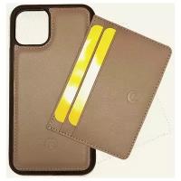 Кожаный чехол-кошелек для iPhone 11 с кожаным магнитом и тонким кошельком коричневый CSW-11-KHV