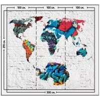Фотообои / флизелиновые обои Карта граффити на кирпичной стене 3 x 2,7 м