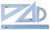 Набор чертежный большой ArtSpace, (треугольник 2шт., линейка 30см, транспортир), прозрачный тонированный