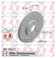 ZIMMERMANN 280.3166.52 диск торм HONDA ACCORD VIII 2.0/2.4/2.2CTDI 03- ПЕР вент перфо 300X25 (ЦО 64,2)