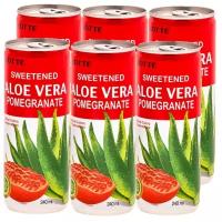 Lotte Aloe Vera Напиток сокосодержащий, со вкусом граната, безалкогольный, негазированный, с мякотью алоэ, 6 шт по 240 мл