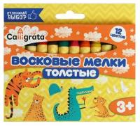 Карандаши восковые 12 цветов толстые 93*11мм, в картонной коробе Calligrata 5570235