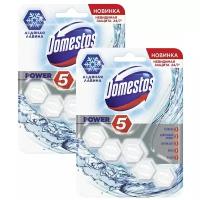 DOMESTOS Блок для очищения унитаза POWER 5 ЛЕДЯНАЯ ЛАВИНА 55гр (2 шт в наборе)