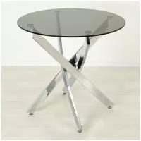 Стеклянный кухонный стол Рим-18 серый/хром D110