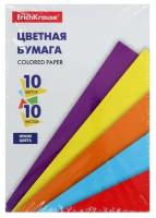 ErichKrause Бумага цветная А5, 10 листов Erich Krause, 10 цветов Erich Krause, немелованная, 80 г/м2, на склейке