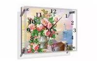 Часы настенные / настенные часы стеклянные 25x35 см, B2515 серия: цветы 4