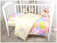 Детское постельное белье Сатин 3 предмета, Ферма/ простынь на резинке/ кпб/ для новорожденных в кроватку/постельный комплект