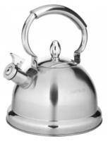 Чайник из нержавеющей стали Hoffmann 2,8 л со свистком. Для всех типов плит, для индукционной, газовой плиты