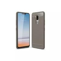 Чехол панель-бампер MyPads для LG G7 ThinQ / LG G7 из прочного силикона с матовой отделкой «под карбон» серая