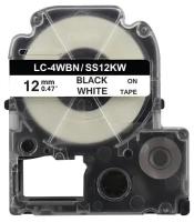 Картридж с лентой BYZ LC-4WBN/SS12KW, LK4WBN, C53S654021, для принтеров Epson серии Label Works, KINGJIM SR ширина ленты 12мм