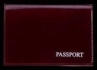 Обложка для паспорта глянцевая - Passport, бордовый