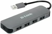 Разветвитель USB 2.0 D-Link DUB-H4, 4порт. черный DUB-H4/E1A