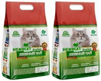 HOMECAT эколайн зеленый ЧАЙ наполнитель комкующийся для туалета кошек (12 + 12 л)