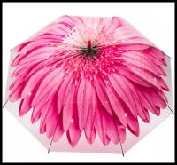 Зонт-трость купол женский 8 спиц диаметр купола 100 см цветок, дождь с каплями