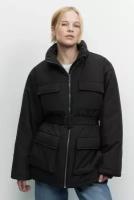 Куртка женская Befree Куртка стеганая с поясом и воротником-стойкой 2341588118-50-M черный размер M