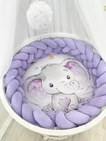 Бортик для детской кровати MM YOURSMILE хлопковый велюр, 240см, цвет - сирень