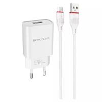 Сетевое зарядное устройство Borofone BA20A Sharp + кабель MicroUSB, 10 Вт, белый