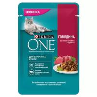 корм для кошек Purina ONE говядина, с морковью 75 г (кусочки в соусе)