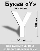 Заглавная буква Y белый пластик шрифт Arial 600 мм, вывеска, Indoor-ad