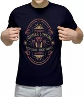 Мужская футболка «Summer surfing» (XL, темно-синий)