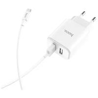 Зарядное устройство Hoco C62A Victoria 2xUSB 5V 2.1A + Cable USB Type-C White 6957531095026