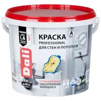 Краска для стен и потолков Dali Professional, акриловая, глубокоматовая, база A, супербелая, 5 л