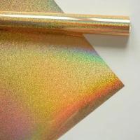 Термотрансферная плёнка Hologramm Gold, крупное зерно, размер 25х25см, цена за 2 листа. продаётся в рулоне