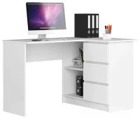 Компьютерный стол угловой универсальный с 3 ящ, Белый матовый