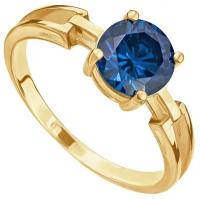 Серебряное кольцо с синим камнем (нанокристалл) - размер 21,5 / покрытие Желтое Золото