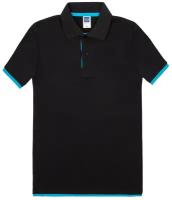 Футболка поло мужская / Blank King / Mens Hit Color Golf Polo Shirt / чёрный с голубым / (M)