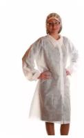 Одноразовый халат, спанбонд 25 гр/м2, на липучках, 52-54, белый, высота - 110 см (10шт