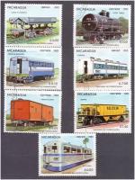 Марки почтовые, набор для коллекции, Никарагуа 1983 год, железнодорожные вагоны, полная серия из 7 штук