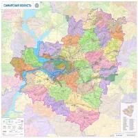Настенная карта Самарской области 150 х 150 см (на самоклеющейся пленке)