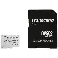 Карта памяти Transcend microSD 300S Class 10 UHS-I U1 A1 512GB + SD адаптер (черный)