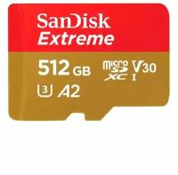 Карта памяти micro SDXC 512Gb Sandisk Extreme UHS-I U3 V30 A2 (190/130 MB/s) SDSQXAV-512G-GN6MN