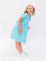 Платье для девочки, GolD, размер 104, интерлок, хлопок, бирюзовый