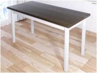 Стол кухонный Классика из массива сосны, столешница цвета темного дуба 40 мм и белые ножки, 130х70х75 см