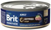 Консервы для кошек Brit Premium by Nature, с мясом курицы и сыром, 100 гр*12 шт