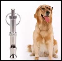 Сигнальный свисток ультразвуковой для дрессировки собак / Аксессуары для собак / Свисток для собак / 5.5 см / Серебристый