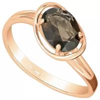 Серебряное кольцо с раухтопазом (натуральный) - размер 18,5 / покрытие Красное Золото