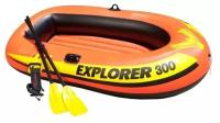 Надувная лодка Intex Explorer-300 (Set), с веслами и насосом, 211х117х41см