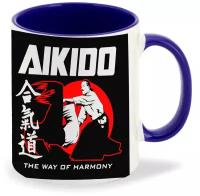 Кружка синий CoolPodarok Aikido (Айкидо)