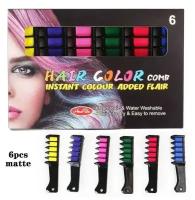 Цветные мелки-расчески для волос Hair Color Comb, набор 6 цветов