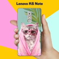 Силиконовый чехол на Lenovo K6 Note Кот В Очках / для Леново К6 Ноут