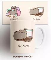 Кружка Кот Пушин/Pusheen Cat/Я занят/I'm busy/с прикольной картинкой. 330 мл