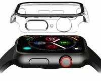 Защитный пластиковый чехол (кейс) Apple Watch Series 4 SE 6 5 40 мм для экрана/дисплея и корпуса противоударный бампер прозрачный с черной рамкой